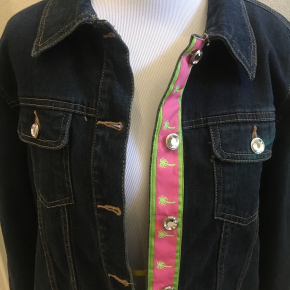 Molly B Denim Preppy Ribbon Trim Jean Jacket Size Medium - Picture 7 of 12